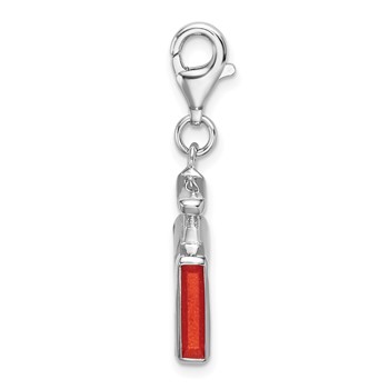Amore La Vita Sterling Silver Rhodium-plated Polished 3-D Orange Enameled Perfume Bottle Charm with Fancy Lobster Clasp — alternate view