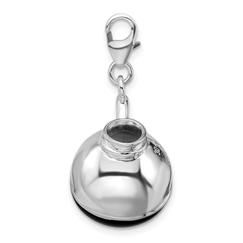 Amore La Vita Sterling Silver Rhodium-plated Polished 3-D Enameled Coffee Pot Charm with Fancy Lobster Clasp — alternate view