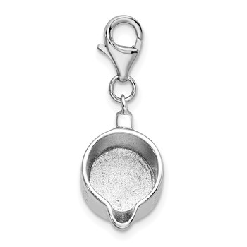 Amore La Vita Sterling Silver Rhodium-plated Polished 3-D Measuring Cup Charm with Fancy Lobster Clasp — alternate view