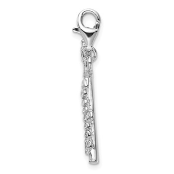 Amore La Vita Sterling Silver Rhodium-plated Polished 3-D Flute Charm with Fancy Lobster Clasp — alternate view