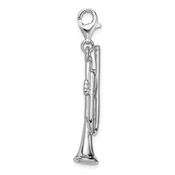 Amore La Vita Sterling Silver Rhodium-plated Polished 3-D Trumpet Charm with Fancy Lobster Clasp — alternate view
