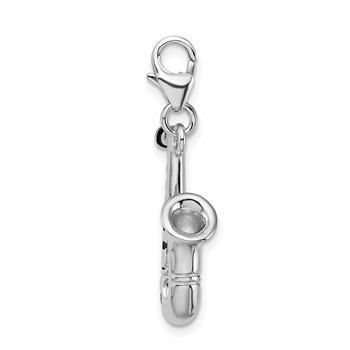 Amore La Vita Sterling Silver Rhodium-plated Polished 3-D Enameled Saxophone Charm with Fancy Lobster Clasp — alternate view