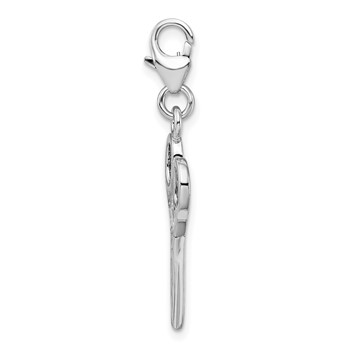 Amore La Vita Sterling Silver Rhodium-plated Polished 3-D Scissors Charm with Fancy Lobster Clasp — alternate view