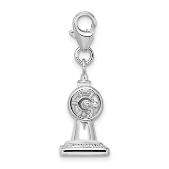 Amore La Vita Sterling Silver Rhodium-plated Polished 3-D Enameled Sewing Machine Charm with Fancy Lobster Clasp — alternate view