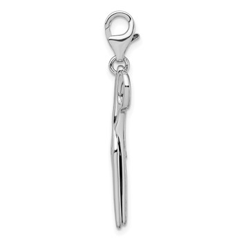 Amore La Vita Sterling Silver Rhodium-plated Polished 3-D Movable Scissors Charm with Fancy Lobster Clasp — alternate view