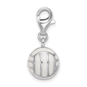 Amore La Vita Sterling Silver Rhodium-plated Polished 3-D Enameled Volleyball Charm with Fancy Lobster Clasp — alternate view
