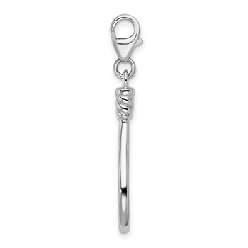 Amore La Vita Sterling Silver Rhodium-plated Polished 3-D Polished Tennis Racquet Charm with Fancy Lobster Clasp — alternate view