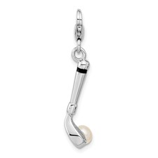 14K White Gold Solid Polished 3-D cheapest Golf Bag/Clubs Charm