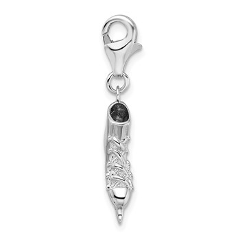 Amore La Vita Sterling Silver Rhodium-plated Polished 3-D Ice Skate Charm with Fancy Lobster Clasp — alternate view