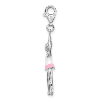 Amore La Vita Sterling Silver Rhodium-plated Polished 3-D Enameled Ballerina Charm with Fancy Lobster Clasp — alternate view