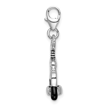 Amore La Vita Sterling Silver Rhodium-plated Polished 3-D Enameled Cork Screw Charm with Fancy Lobster Clasp — alternate view