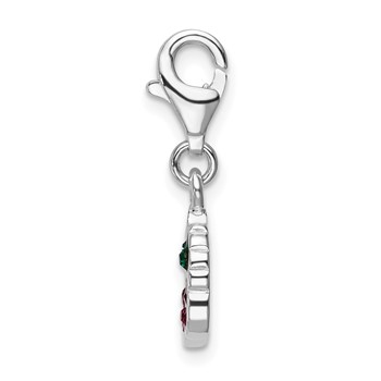 Sterling Silver Rhodium-plated Crystal Cherries w/Lobster Clasp Charm — alternate view