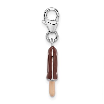 Amore La Vita Sterling Silver Rhodium-plated Polished 3-D Enameled Fudge Bar Charm with Fancy Lobster Clasp — alternate view