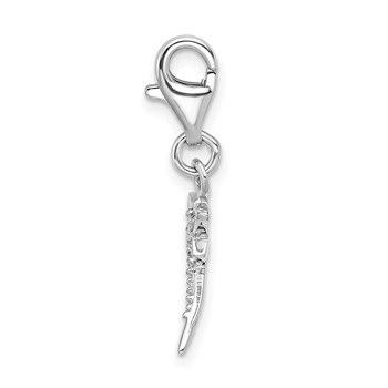 Amore La Vita Sterling Silver Rhodium-plated Polished Lilac Enameled CZ Dragonfly Charm with Fancy Lobster Clasp — alternate view
