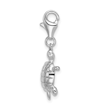 Amore La Vita Sterling Silver Rhodium-plated Polished Turtle Charm with Fancy Lobster Clasp — alternate view