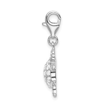 Amore La Vita Sterling Silver Rhodium-plated Polished CZ Sea Turtle Charm with Fancy Lobster Clasp — alternate view