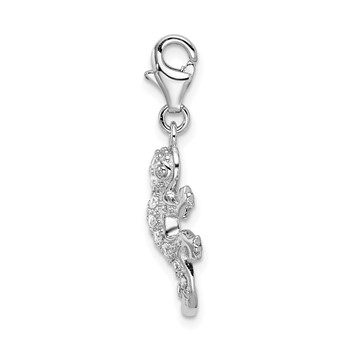 Amore La Vita Sterling Silver Rhodium-plated Polished CZ Lizard Charm with Fancy Lobster Clasp — alternate view