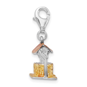 Amore La Vita Sterling Silver Rhodium-plated Polished 3-D Enameled Well Charm with Fancy Lobster Clasp — alternate view