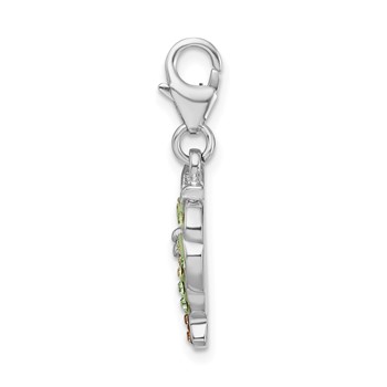 Amore La Vita Sterling Silver Rhodium-plated Polished Crystal Palm Tree Charm with Fancy Lobster Clasp — alternate view