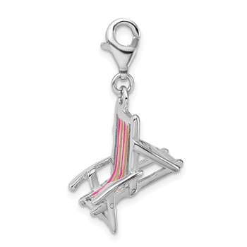 Amore La Vita Sterling Silver Rhodium-plated Polished 3-D Enameled Beach Chair Charm with Fancy Lobster Clasp — alternate view