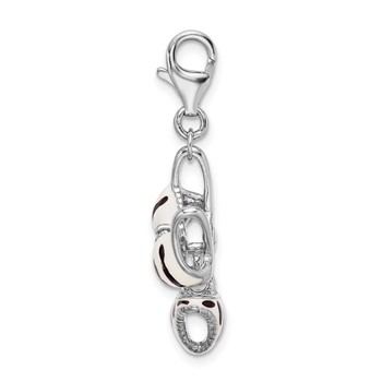 Amore La Vita Sterling Silver Rhodium-plated Polished 3-D CZ Enameled Zebra Bikini Pendant — alternate view