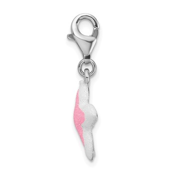 Amore La Vita Sterling Silver Rhodium-plated Enameled Pink Sparkle Starfish Charm with Fancy Lobster Clasp — alternate view