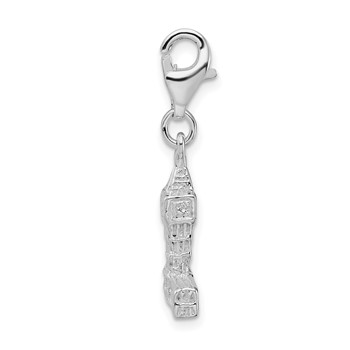Amore La Vita Sterling Silver Rhodium-plated Polished 3-D Polished Big Ben Charm with Fancy Lobster Clasp — alternate view