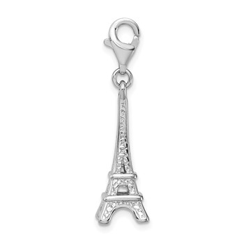 Amore La Vita Sterling Silver Rhodium-plated Polished 3-D Eiffel Tower Charm with Fancy Lobster Clasp — alternate view