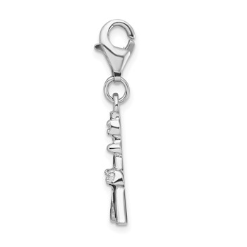 Amore La Vita Sterling Silver Rhodium-plated Polished Black Enameled CZ Eiffel Tower Charm with Fancy Lobster Clasp — alternate view