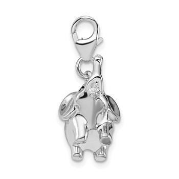 Amore La Vita Sterling Silver Rhodium-plated Polished 3-D Enameled Elephant Charm with Fancy Lobster Clasp — alternate view