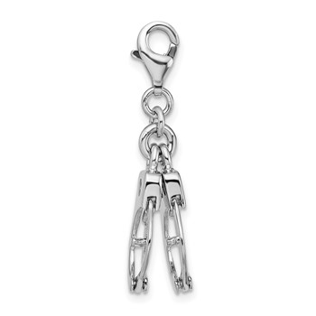 Amore La Vita Sterling Silver Rhodium-plated Polished 3-D Moveable Hand Cuffs Charm with Fancy Lobster Clasp — alternate view
