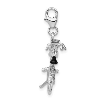 Amore La Vita Sterling Silver Rhodium-plated Polished 3-D Enameled Moveable Bicycle Charm with Fancy Lobster Clasp — alternate view