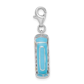 Amore La Vita Sterling Silver Rhodium-plated Polished 3-D Enameled Hippie Bus Charm with Fancy Lobster Clasp — alternate view