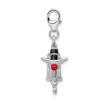 Amore La Vita Sterling Silver Rhodium-plated Polished 3-D Enameled Crystal Moped Charm with Fancy Lobster Clasp — alternate view