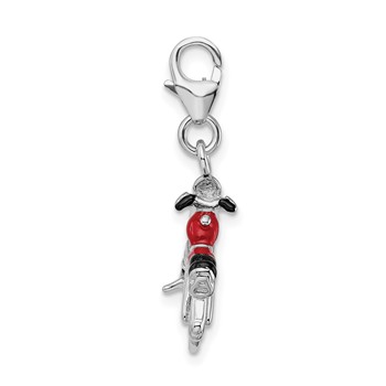 Amore La Vita Sterling Silver Rhodium-plated Polished 3-D Enameled Motorcycle Charm with Fancy Lobster Clasp — alternate view