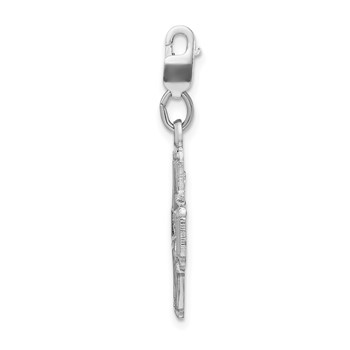 Amore La Vita Sterling Silver Rhodium-plated Polished 4-way Medal Charm with Fancy Lobster Clasp — alternate view