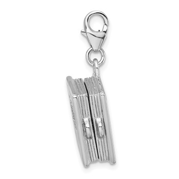 Amore La Vita Sterling Silver Rhodium-plated Polished 3-D Moveable Enameled Bible Charm with Fancy Lobster Clasp — alternate view