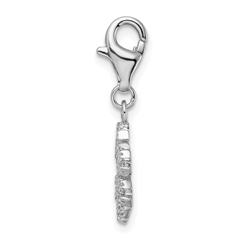 Amore La Vita Sterling Silver Rhodium-plated Polished CZ Snowflake Charm with Fancy Lobster Clasp — alternate view