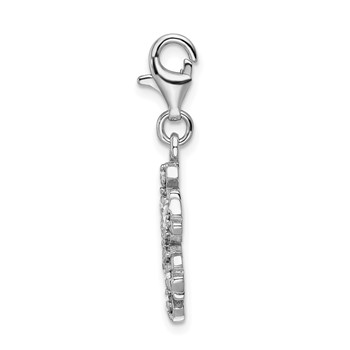 Amore La Vita Sterling Silver Rhodium-plated Polished Glass Stone Snowflake Charm with Fancy Lobster Clasp — alternate view