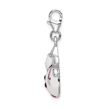 Amore La Vita Sterling Silver Rhodium-plated Polished 3-D Enameled with Crystal Snowman Charm with Fancy Lobster Clasp — alternate view