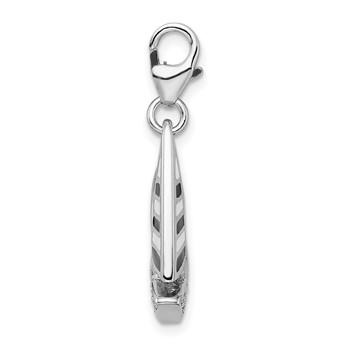 Amore La Vita Sterling Silver Rhodium-plated Polished 3-D Enameled Swarovski Crystal Sailboat Charm with Fancy Lobster Clasp — alternate view