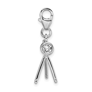 Amore La Vita Sterling Silver Rhodium-plated Polished 3-D Enameled Crystal from Swarovski Telescope Charm with Fancy Lobster Clasp — alternate view