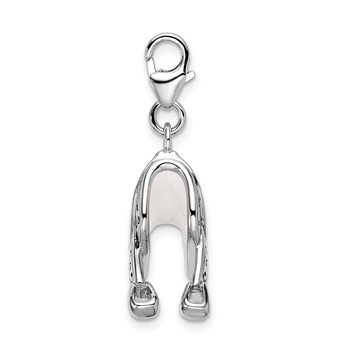 Amore La Vita Sterling Silver Rhodium-plated Polished 3-D Enameled Saddle Charm with Fancy Lobster Clasp — alternate view