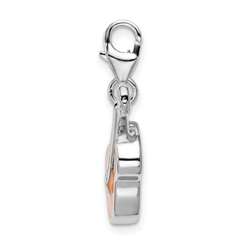 Amore La Vita Sterling Silver Rhodium-plated Polished 3-D Enameled Guitar Charm with Fancy Lobster Clasp — alternate view