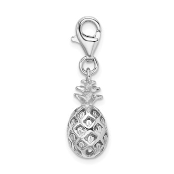 Amore La Vita Sterling Silver Rhodium-plated Polished Pineapple Charm with Fancy Lobster Clasp — alternate view