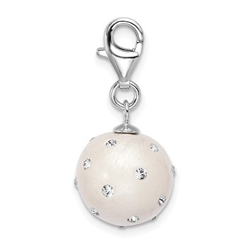 Amore La Vita Sterling Silver Rhodium-plated Polished 3-D White Ferido Stellux Crystal Ball Charm with Fancy Lobster Clasp — alternate view