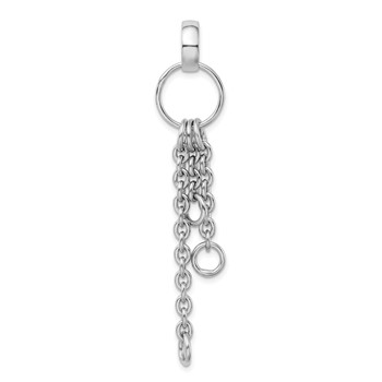 Amore La Vita Sterling Silver Rhodium-plated Polished Circle with Cable Chain Dangles Charm Carrier Pendant