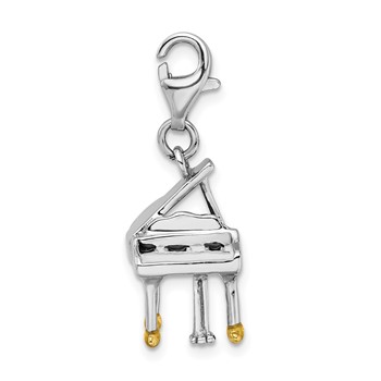 Amore La Vita Sterling Silver Rhodium-plated Polished 3-D Enameled Piano Charm with Fancy Lobster Clasp — alternate view