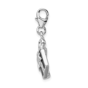 Amore La Vita Sterling Silver Rhodium-plated Polished Red Enameled Present Charm with Fancy Lobster Clasp — alternate view