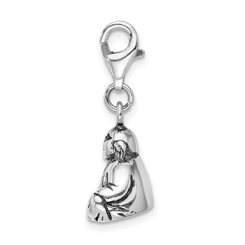 Amore La Vita Sterling Silver Rhodium-plated Polished 3-D Antiqued Buddha Charm with Fancy Lobster Clasp — alternate view